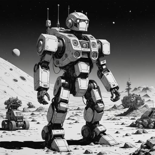 Moebius Style: Lunar Robot Comic Art Moebius Style: Lunar Robot Comic Art
