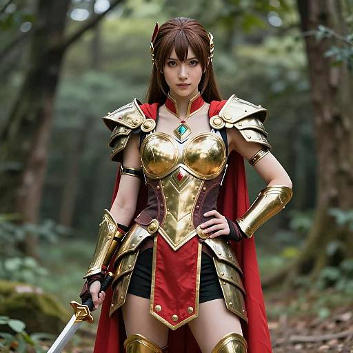 Confident Athena Asamiya Cosplay in Nature