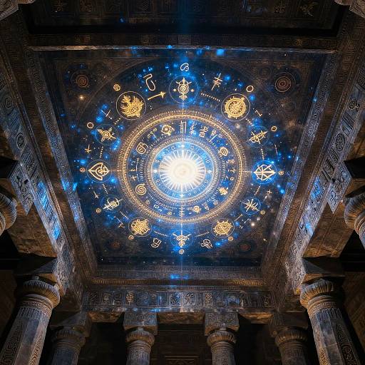 Mystical Ceiling Projections in Temple