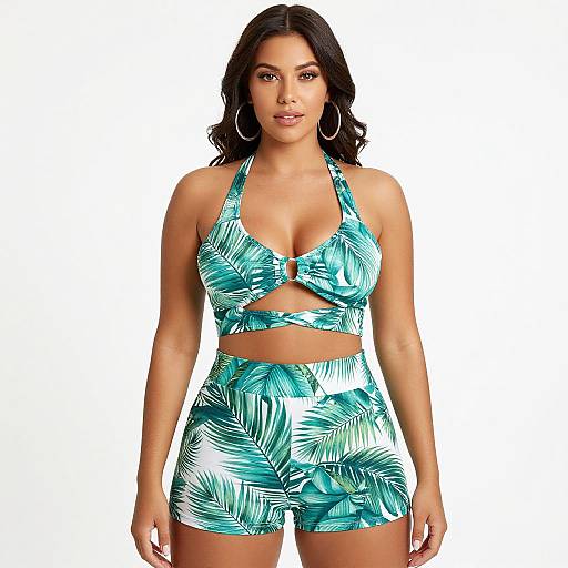 Tropical Palm Leaf Two-Piece Outfit