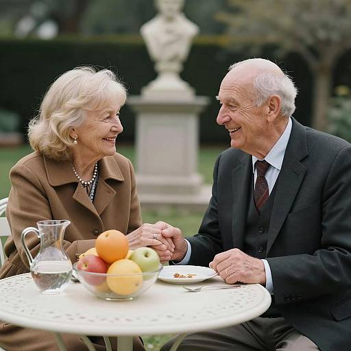 Warm Outdoor Moment of Two Elders