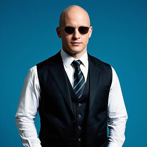 Funny Formal Bald Man in Sunglasses