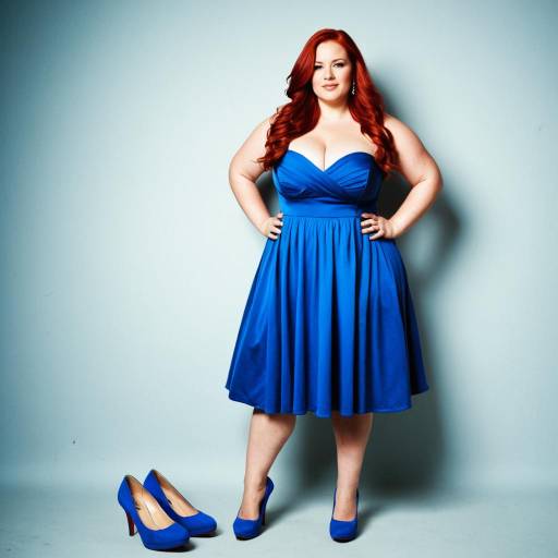 Plus Size Woman in Blue Strapless Dress