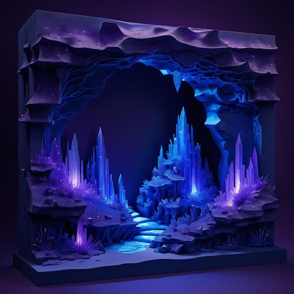 Mystical Cave Sculpture with Glowing Crystals