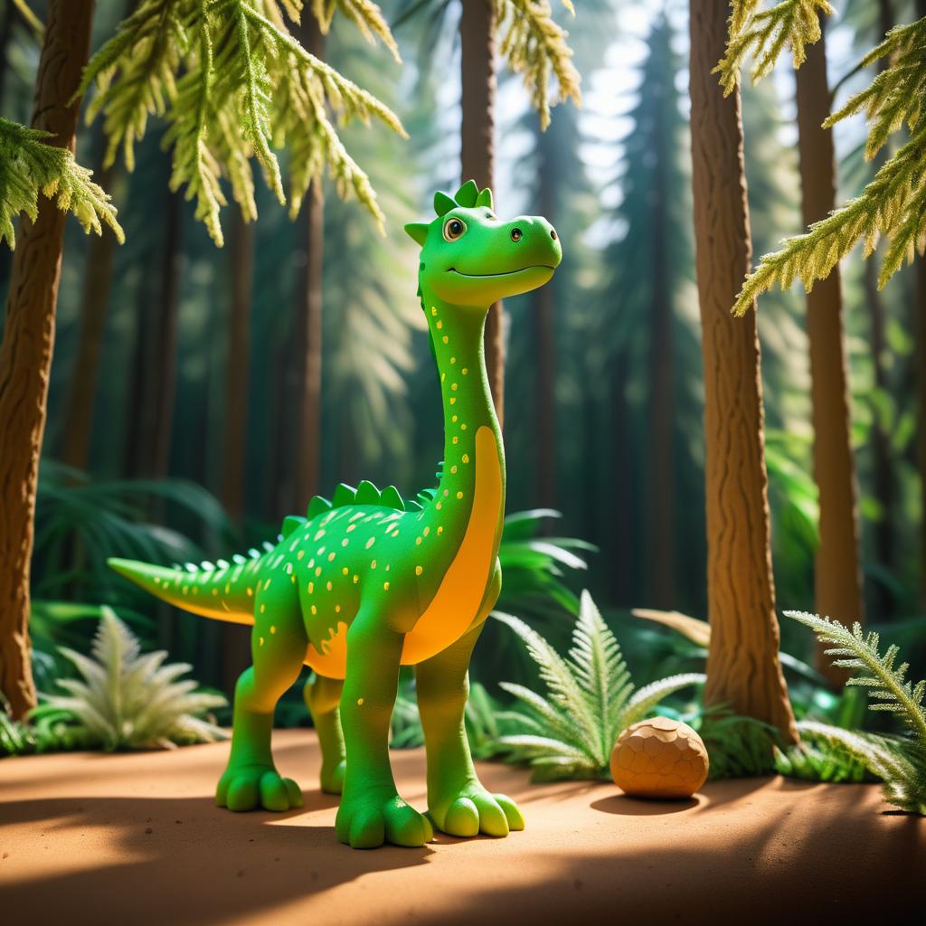 Realistic Clay Dinosaur in a Forest