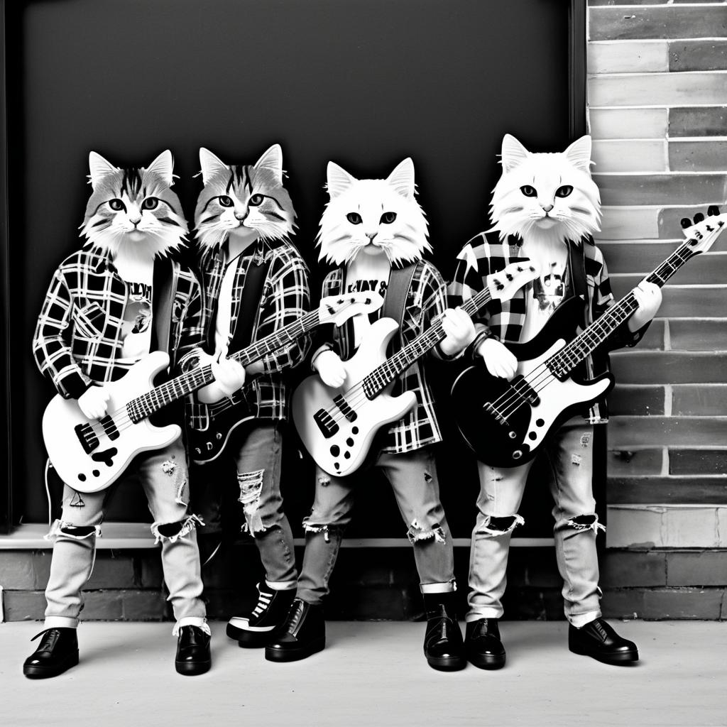 Nostalgic Cats in 90s Grunge Style