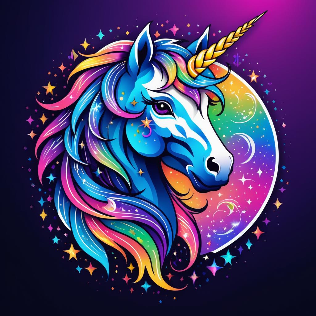 Vibrant Mystical Unicorn Tattoo Logo