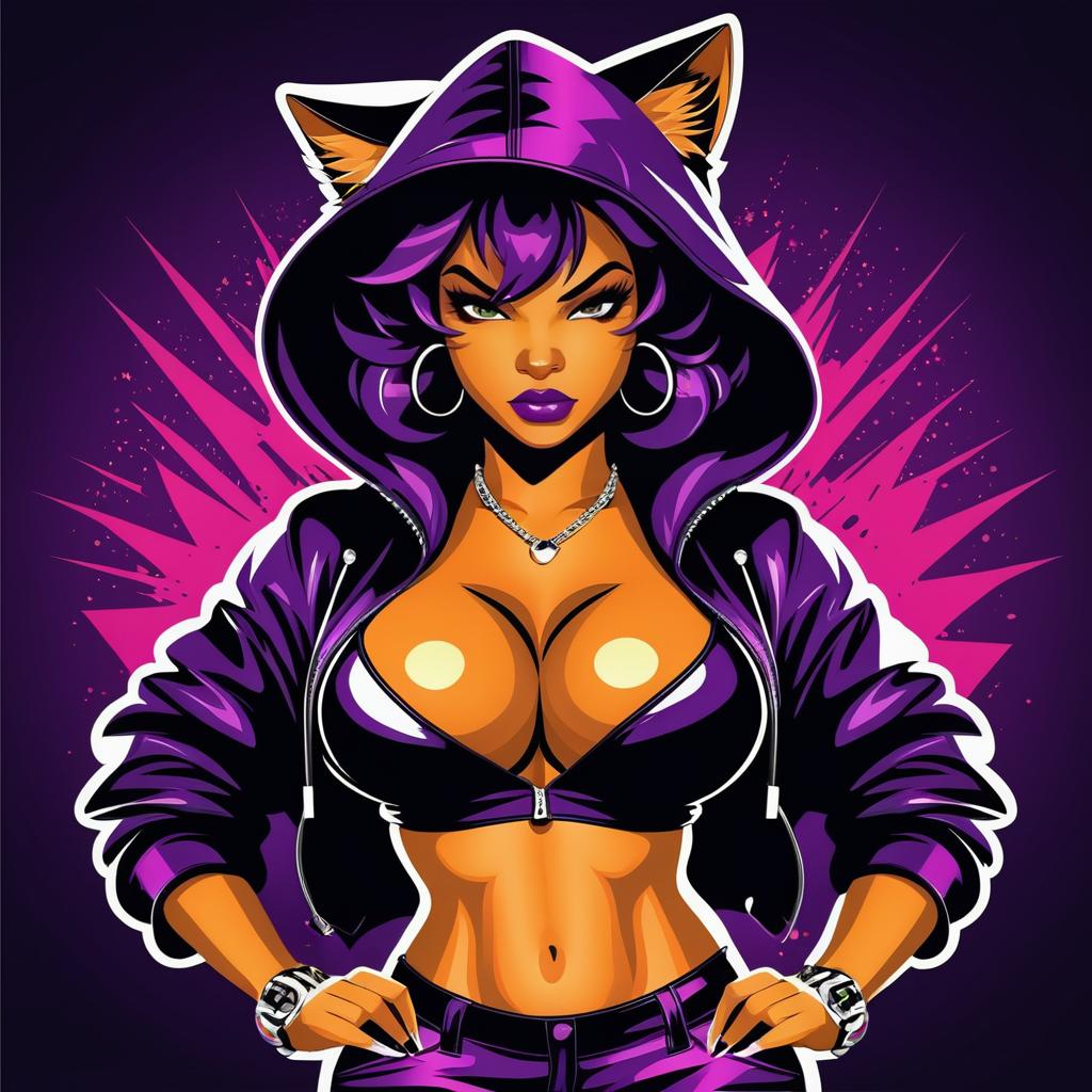 Fierce Female Hip-Hop Cat Character