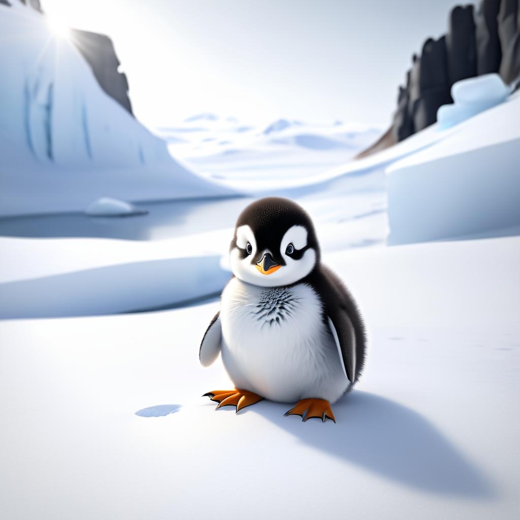 Adorable Baby Penguin in Antarctic Setting