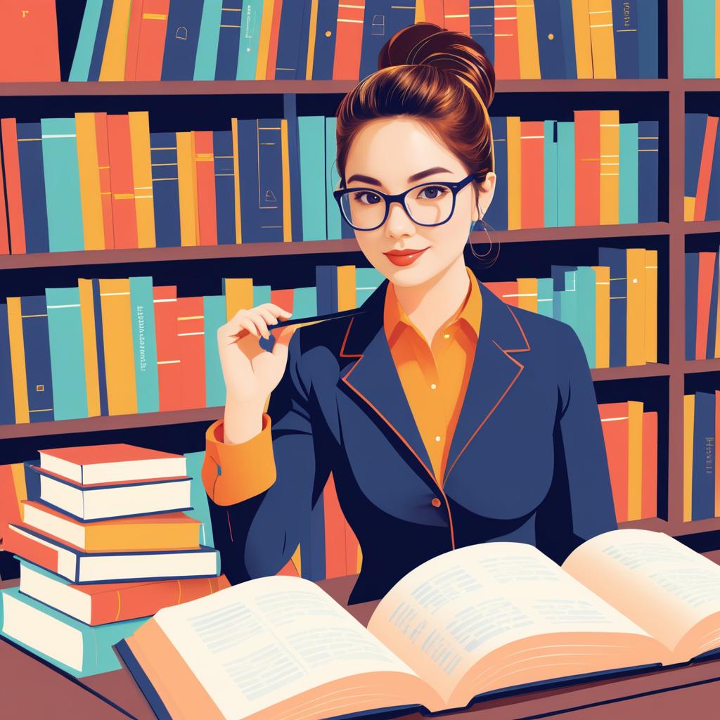 Seductive Librarian Character Illustration