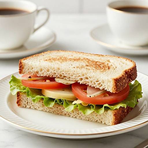 Fresh Vegetable Sandwich with Tea
