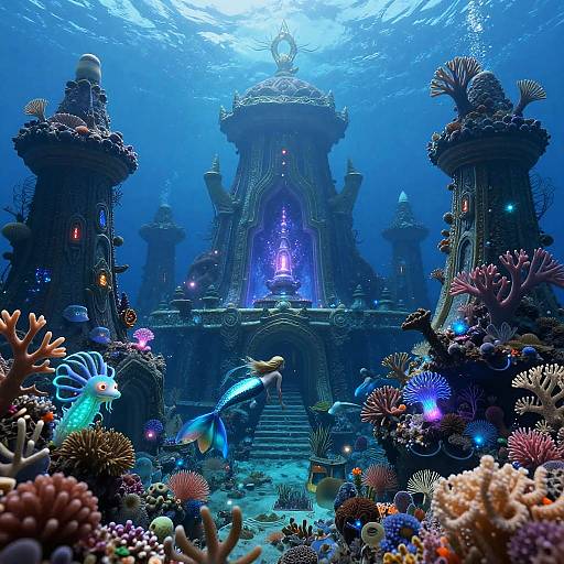 Serene Underwater Kingdom with Merfolk