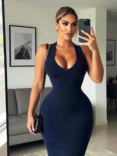 Stylish Curvy Woman Mirror Selfie
