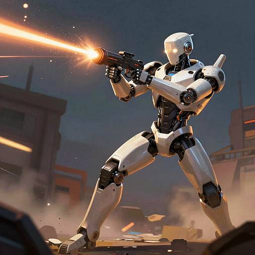 Cyborg Robot Shooting Laser Gun