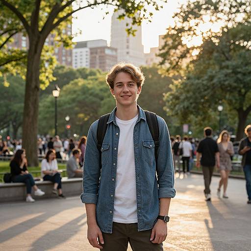 Confident Young Adult in Urban Park