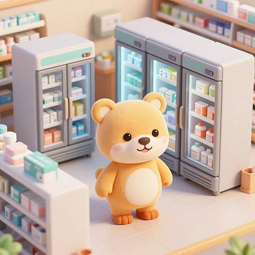 3D Cartoon Top View Pharmacy Warehouse