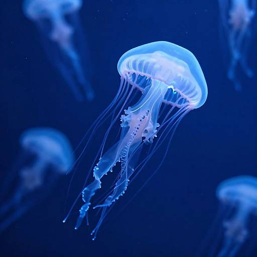 Glowing Jellyfish in Deep Blue