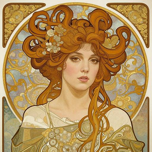 Art Nouveau Woman with Swirling Hair