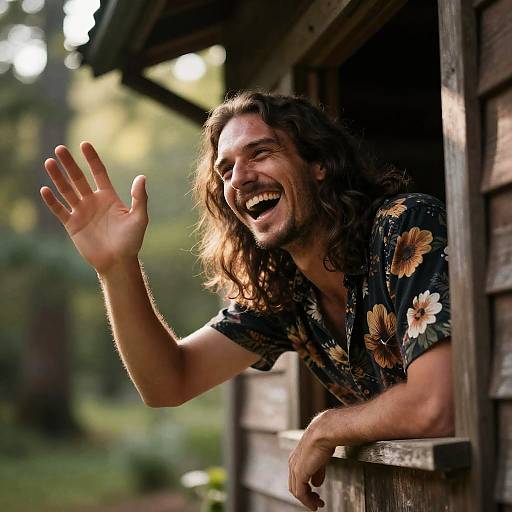 Joyful Man in Nature's Embrace