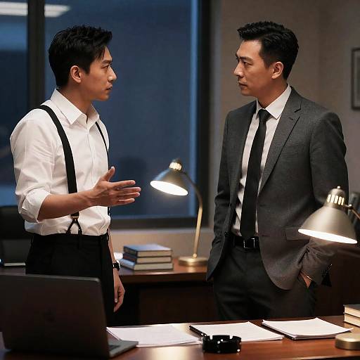 Nocturnal Office Meeting Between Two Men