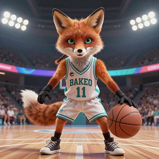 Anthropomorphic Fox Basketball Player