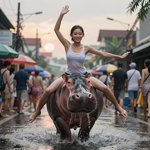 Joyful Songkran Festival with Dancing Girl
