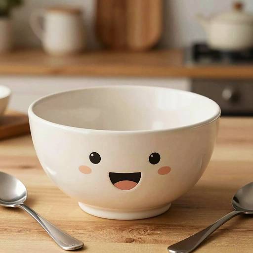 Cheerful Anthropomorphic Bowl in Kitchen