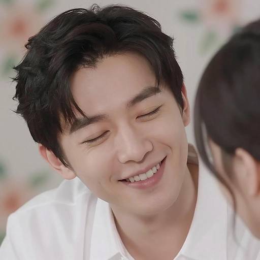 Joyful Man Smiling in Floral Setting