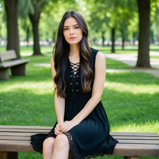 Young Woman Sitting on Park Bench