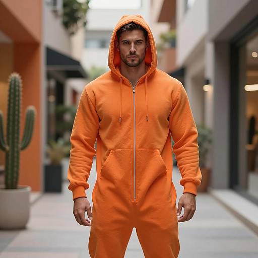 Stylish Orange Onesie in Modern Setting