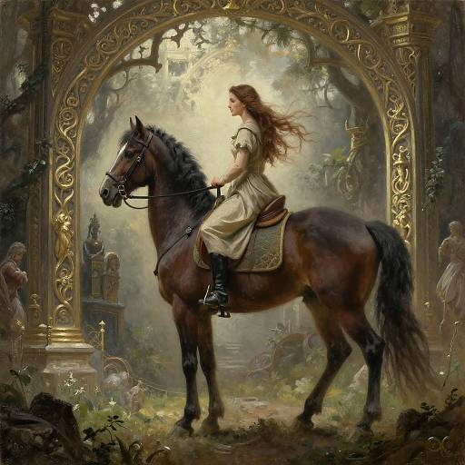 Girl on Horseback at Magical Barrier