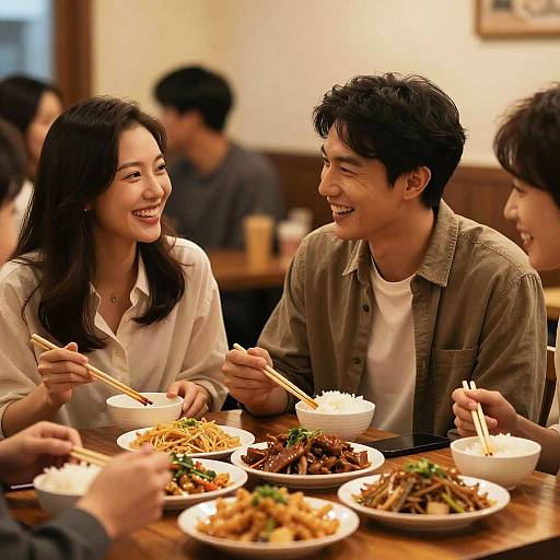 Cozy Asian Street Food Gathering