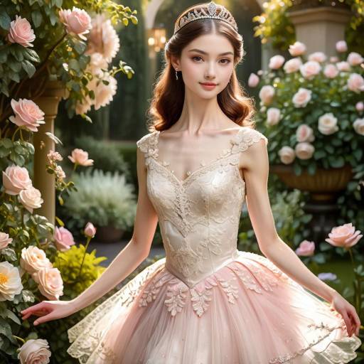 Elegant Ballerina in Lush Garden Portrait