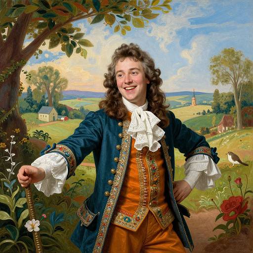 Hopeful Candide in Baroque Landscape