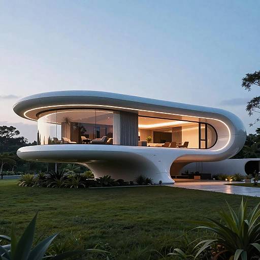 Futuristic Aerodynamic Floating Home