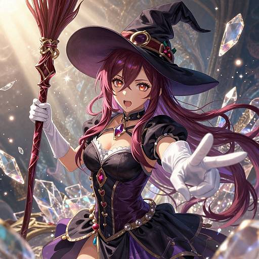Enchanting Witch with Sparkling Broom