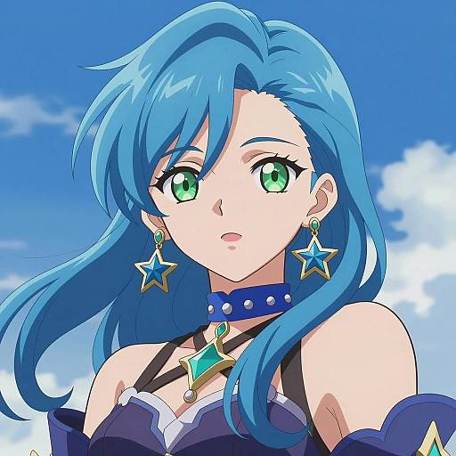 Vibrant Anime Portrait of Stylish Woman