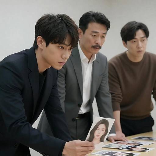 Intense East Asian Men in Focus