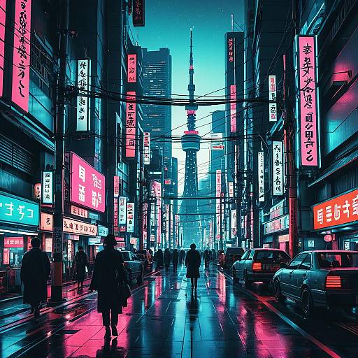 Futuristic Neon-Lit Tokyo Street