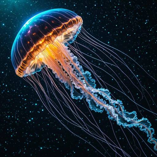 Luminous Jellyfish in Deep Ocean