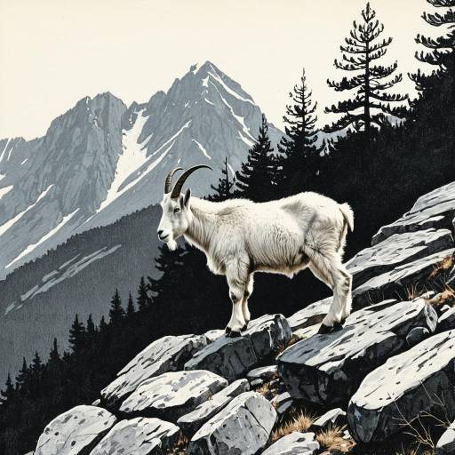 Mountain Goat on Rocky Alpine Ledge