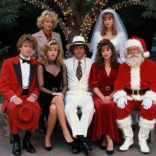 Festive 1980s Outdoor Group Photo