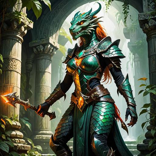 Epic Dragonborn Warrior in Ancient Temple