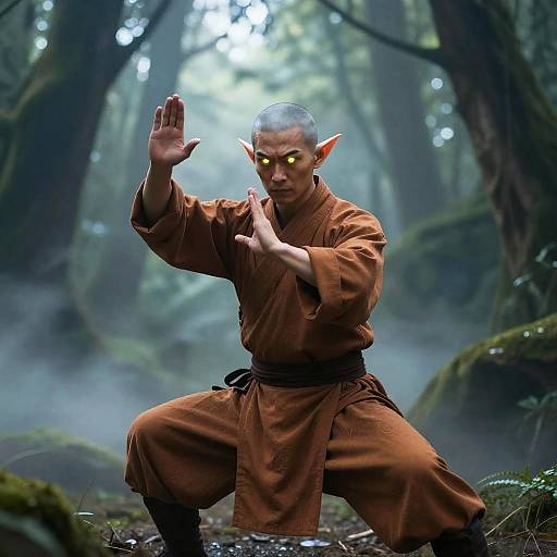 Elf Monk Kung Fu in Mystical Forest