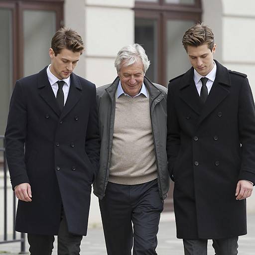 Three Men Walking Outdoors Together