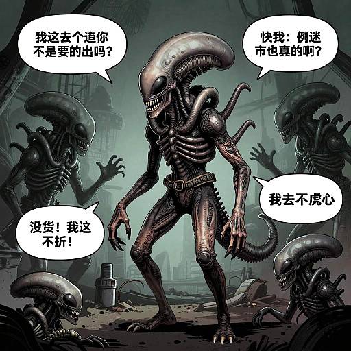 Surreal Xenomorph Meme Illustrations