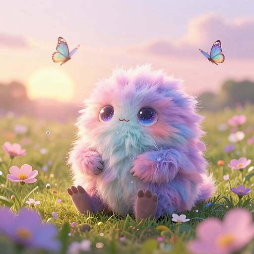 Whimsical Pastel Fluffy Creature