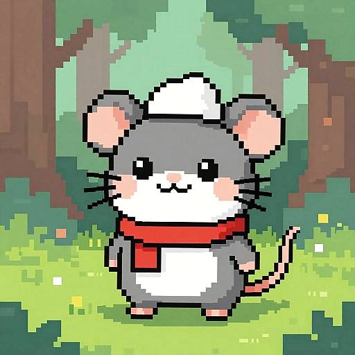 Stylized Cartoon Rat Pixel Art