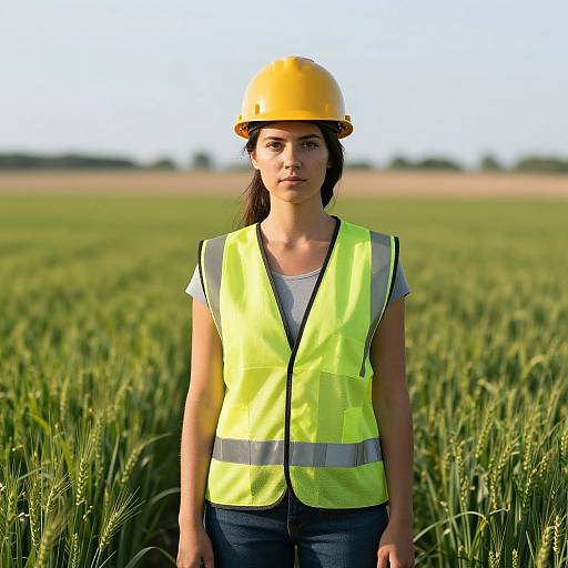 Woman in Hard Hat Summer Work