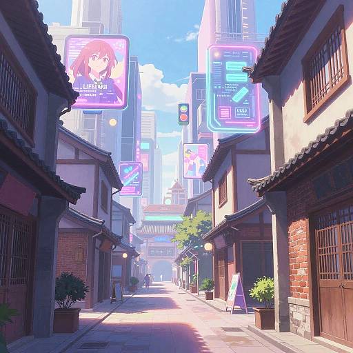 Pastel Futuristic Anime Alleyway